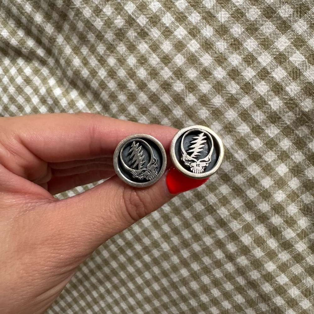 Grateful Dead Black and Sterling Silver Cufflinks